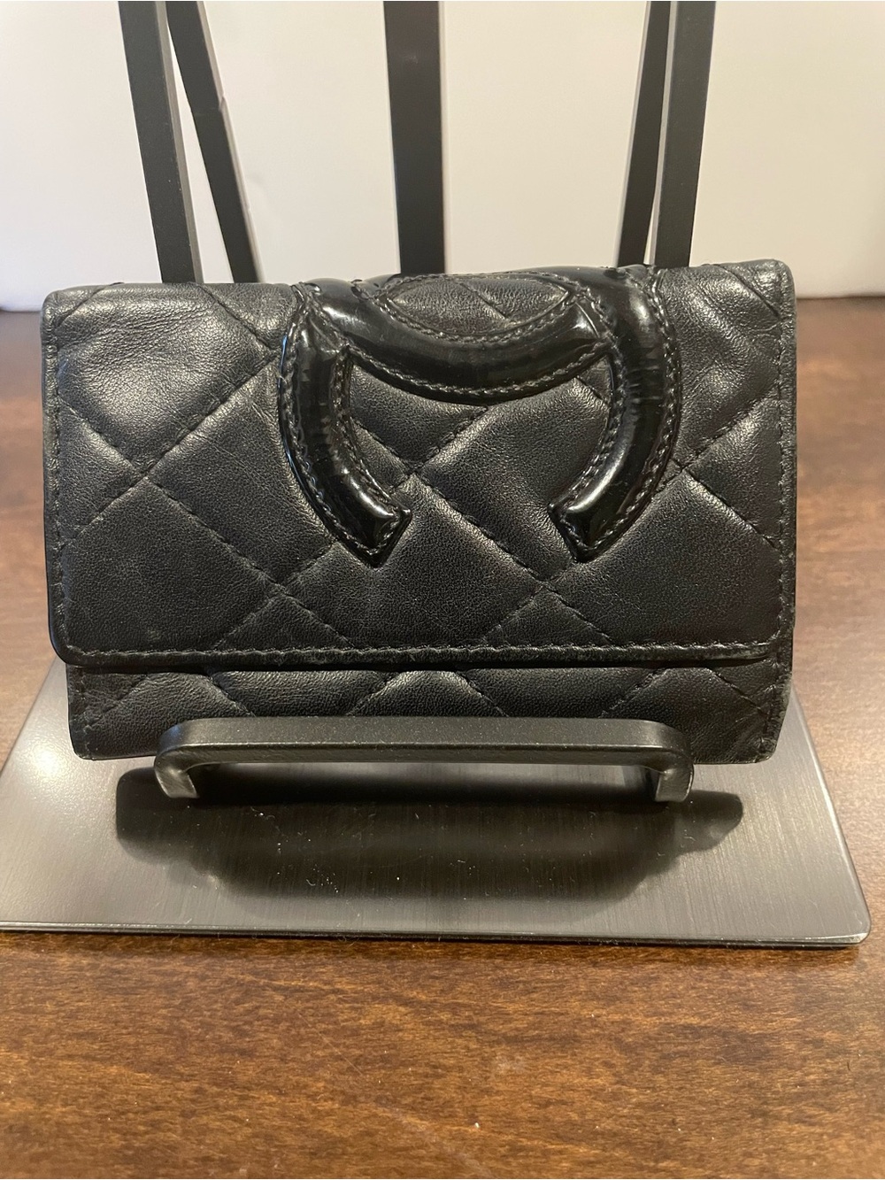Chanel Black Quilted Leather Keyholder with Signature Double CC. Project piece